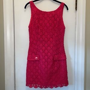 Romantic Bebe Fuschia Lace Embroidered Dress Small EUC